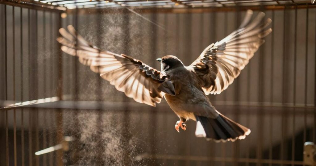 A bird flying free, symbolizing the relief of quitting a bad task.