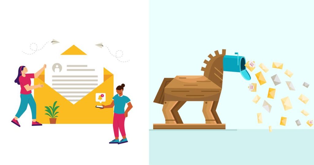 A graphic showing one high-quality letter vs a pile of junk mail, representing quality over quantity.