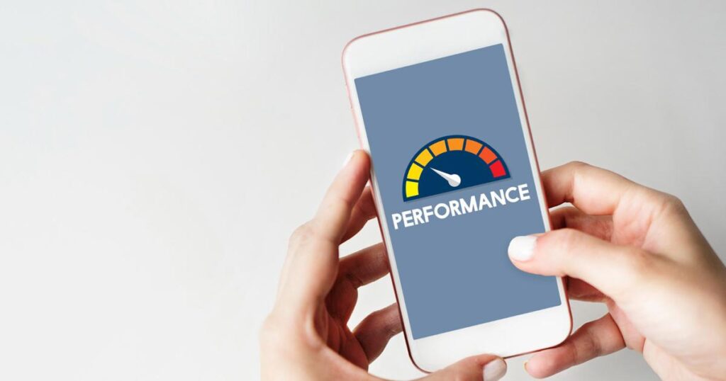 An illustration of a smartphone with a loading wheel, representing a slow device clogged with data.