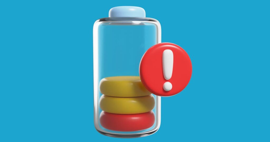 A battery icon draining rapidly, representing the exhaustion of social obligations.