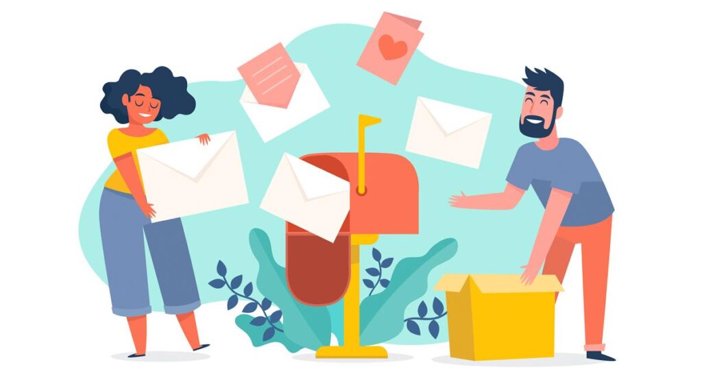 An illustration of a dam stopping a flood of envelopes, symbolizing the power of unsubscribing.