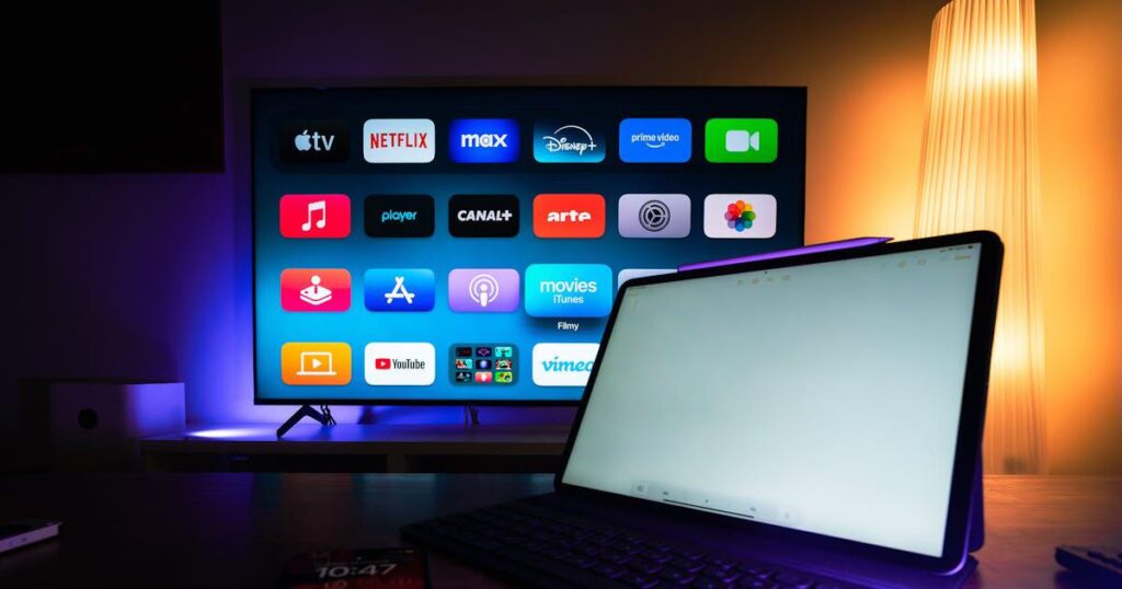 A chaotic collage of logos for Netflix, Hulu, Spotify, and other subscription services.