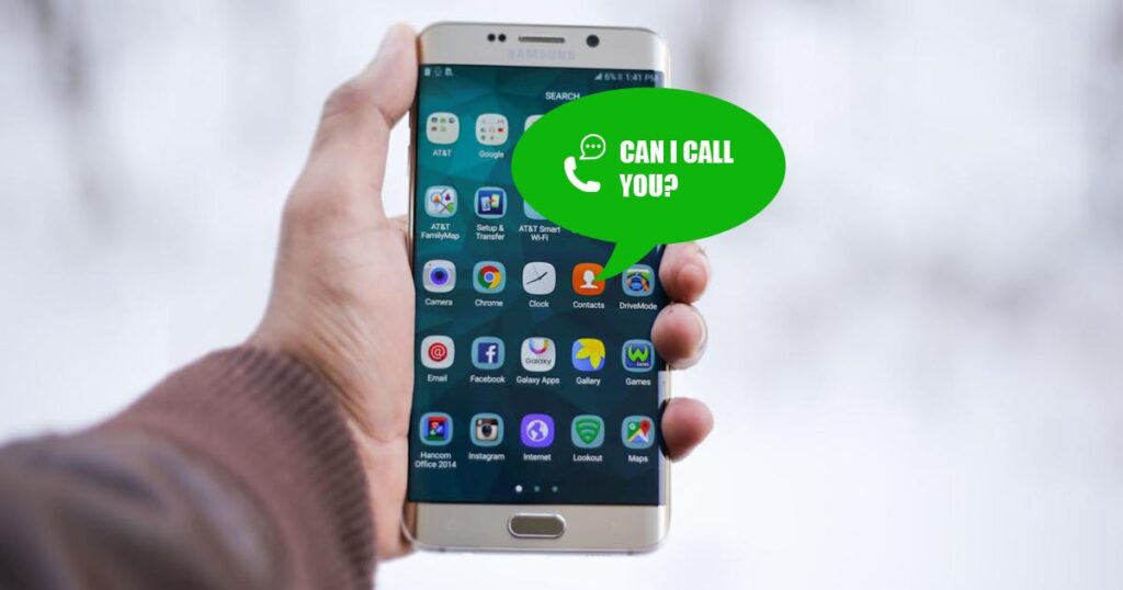 A smartphone screen showing a text message asking if someone is free for a call.