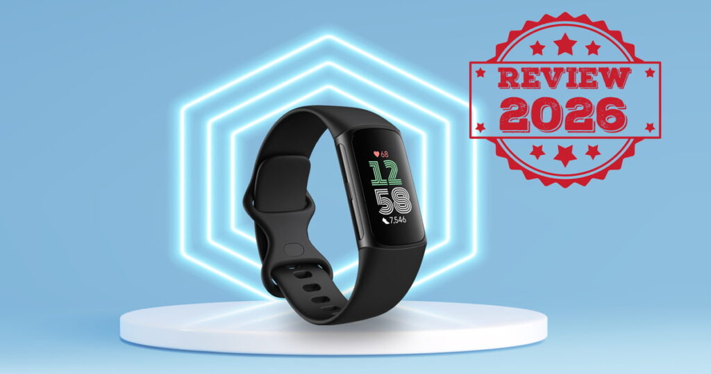 Fitbit Charge 6 fitness tracker displayed next to a smartphone showing detailed sleep stage graphs. Image represents a 2026 review testing whether the device is the best sleep tracker or a failure based on 30-day accuracy logs.